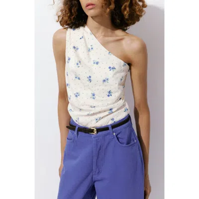 Mango Coya One Shoulder Knit Top In White
