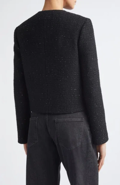 Eleventy Collarless Wool Blend Jacket In Black