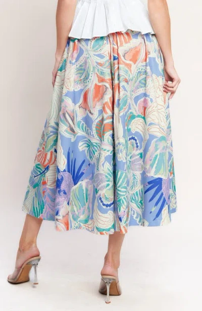 Flying Tomato Printed Button Front Midi Skirt In Multi
