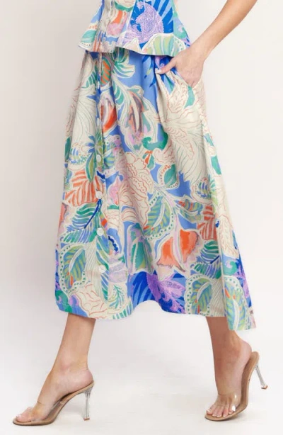 Flying Tomato Printed Button Front Midi Skirt In Multi