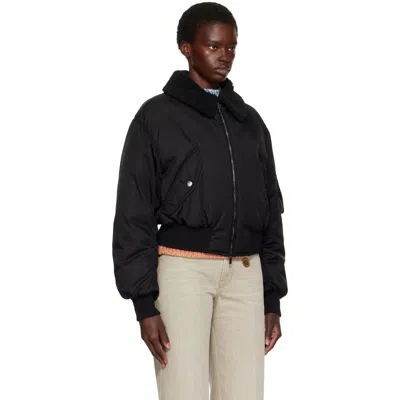 Stella Mccartney Black Collared Pilot Jacket In Black