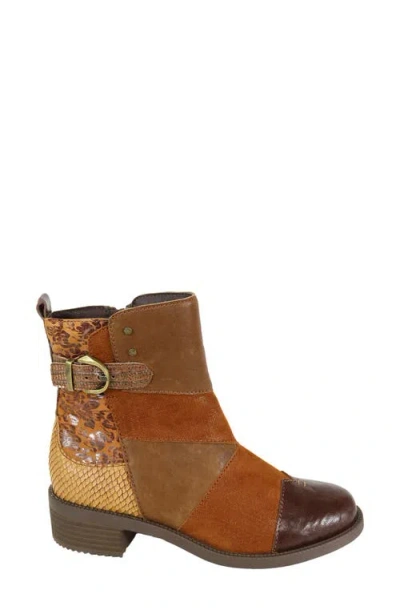 David Tate Surprise Patchwork Leather Bootie In Brown