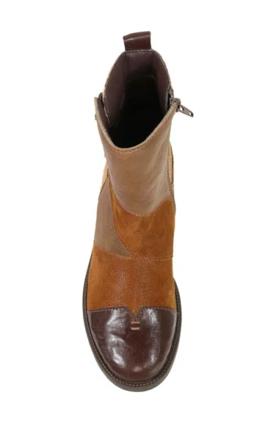 David Tate Surprise Patchwork Leather Bootie In Brown