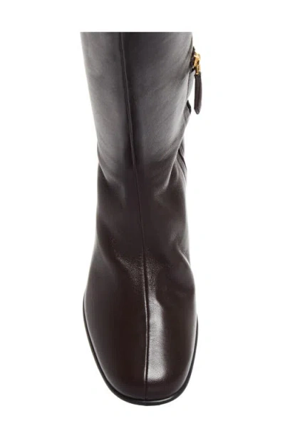 Prada Stretch Leather Knee High Boot In Black