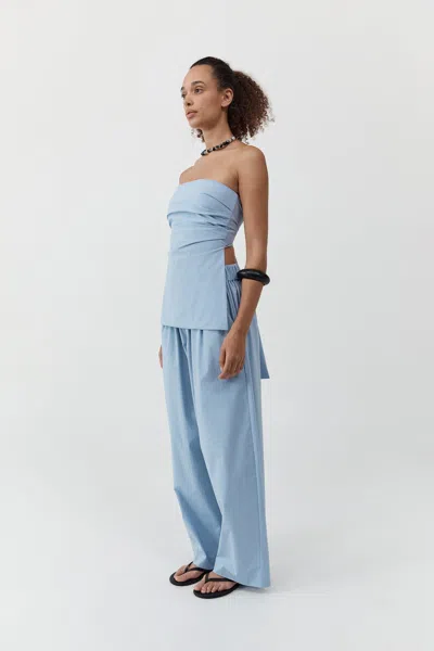 St Agni Strapless Tie Back Top In Sky