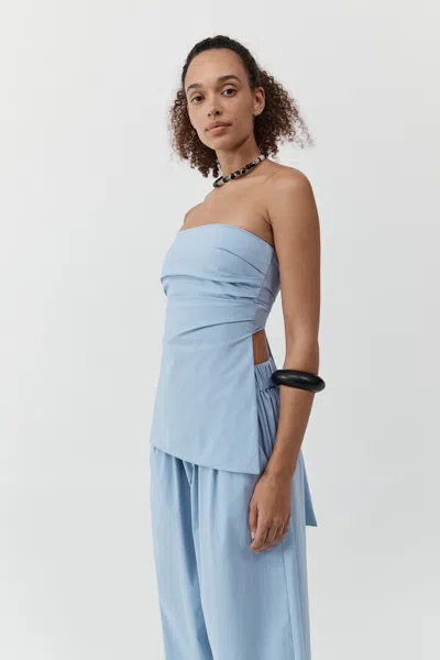 St Agni Strapless Tie Back Top In Sky
