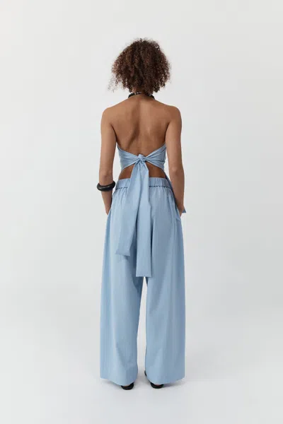 St Agni Strapless Tie Back Top In Sky