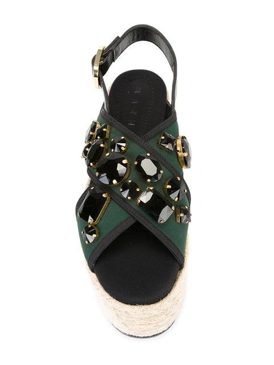 Shop Marni Espadrille Platform Crossover Sandals - Green