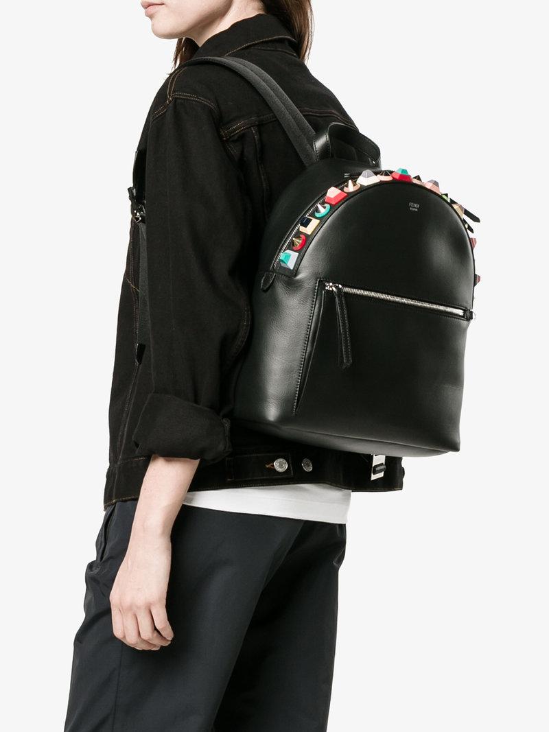 fendi black leather backpack