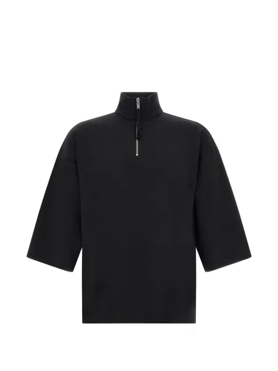 Thom Krom Ms 196 Oversized Half-zip Sweatshirt In Black