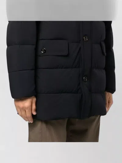 Moorer Hooded Quilted Coat Front And Zip Pockets In Multi
