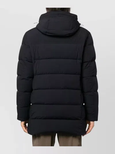 Moorer Hooded Quilted Coat Front And Zip Pockets In Multi