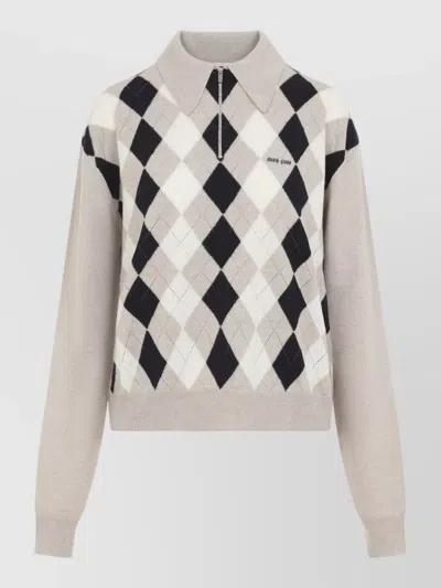 Miu Miu Collared Sweater Long Sleeves Regular Fit In Multi