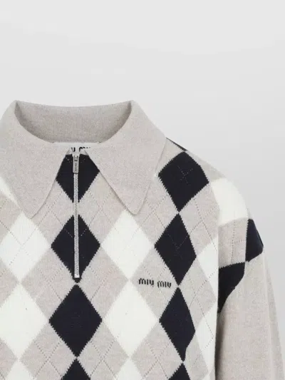 Miu Miu Collared Sweater Long Sleeves Regular Fit In Multi