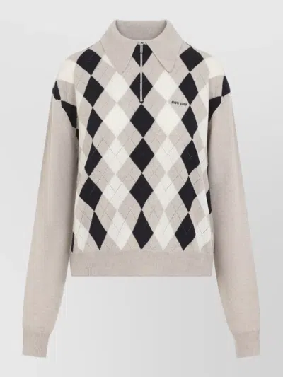 Miu Miu Collared Sweater Long Sleeves Regular Fit In Multi