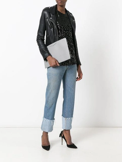 Givenchy Medium Antigona Grained Leather Pouch, Grey