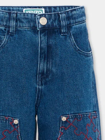 Kenzo Belt Loop Jeans In Blue