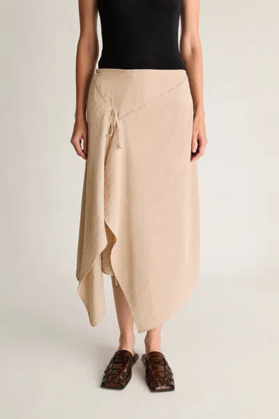 Lee Mathews Unity Silk Drape Skirt In Sand