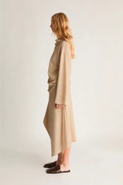 Lee Mathews Unity Silk Ls Top In Sand