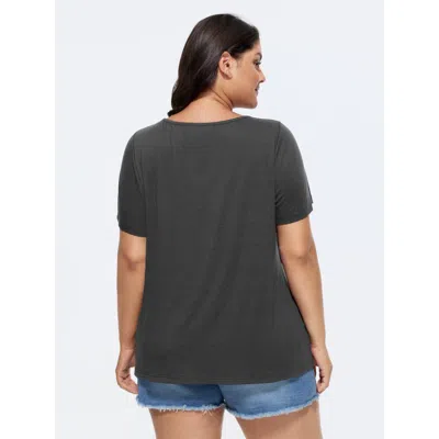 Bloomchic Supersoft Cut-out Neckline Plain T-shirt In Pattern