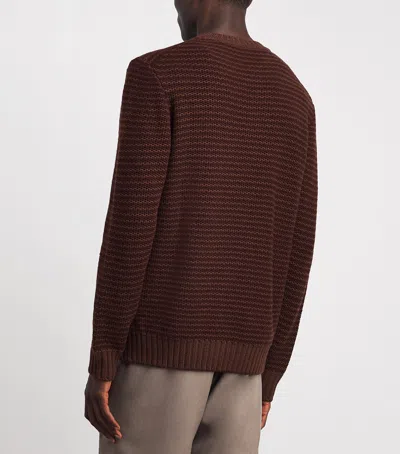 Corneliani Virgin Wool-cashmere Stripe Sweater In Brown