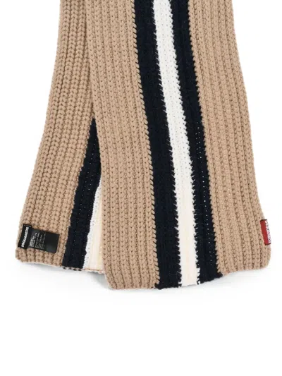 Dsquared2 Striped Ribbed-knit Scarf In Multi
