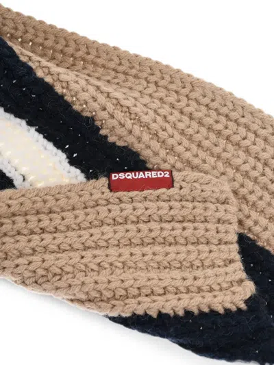Dsquared2 Striped Ribbed-knit Scarf In Multi