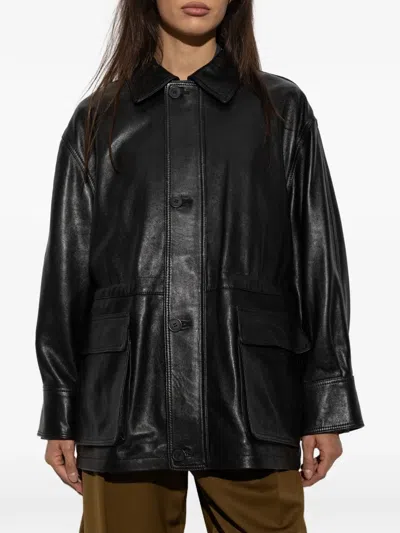 Arma Black Maeve Leather Drawstring Jacket In Black