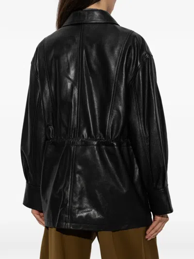 Arma Black Maeve Leather Drawstring Jacket In Black