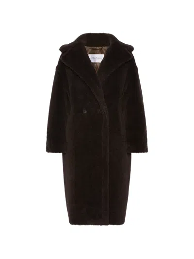 Max Mara Teddy Bear Alpaca Wool Oversized Coat In Braun