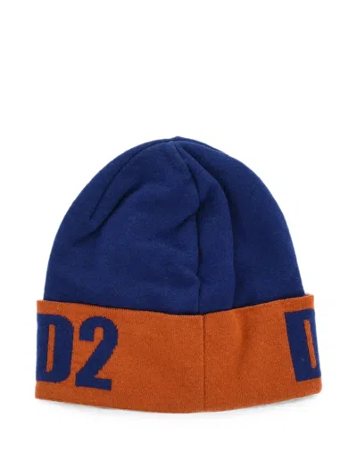 Dsquared2 Logo-intarsia Beanie Hat In Blue
