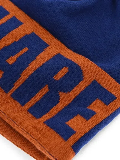 Dsquared2 Logo-intarsia Beanie Hat In Blue