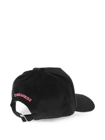 Dsquared2 Solid Baseball Cap With Fluorescent Logo In Black
