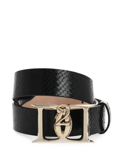Dsquared2 Snake-effect Logo-buckle Belt In Multi