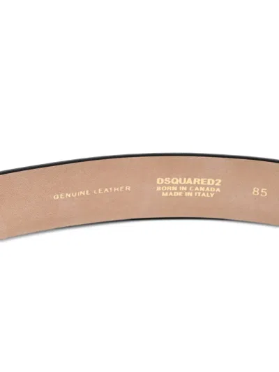 Dsquared2 Snake-effect Logo-buckle Belt In Multi