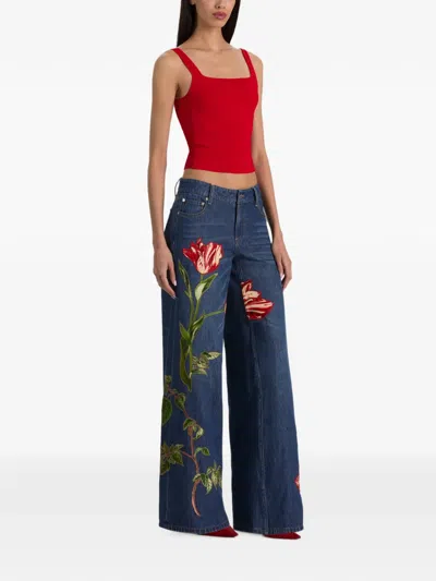 Alice + Olivia Devin Side Panel Tank In Red
