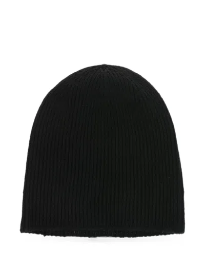 Dsquared2 Logo-patch Ribbed-knit Beanie Hat In Black