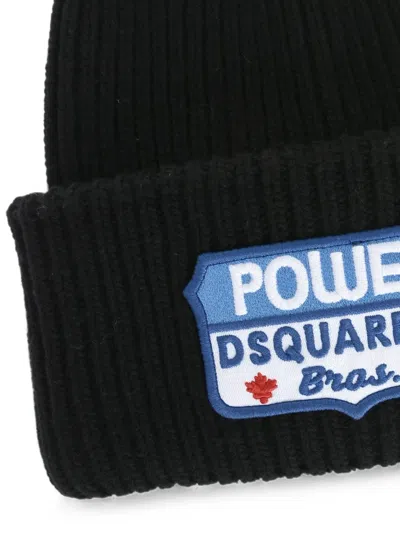 Dsquared2 Embroidered Logo-patch Beanie Hat In Black