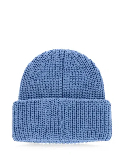 Dsquared2 Wool Beanie With Embroidered Patch In Blue