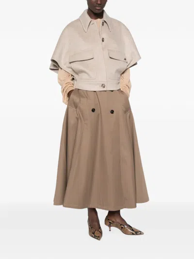 Max Mara Dream Button-up Cape Jacket In Brown