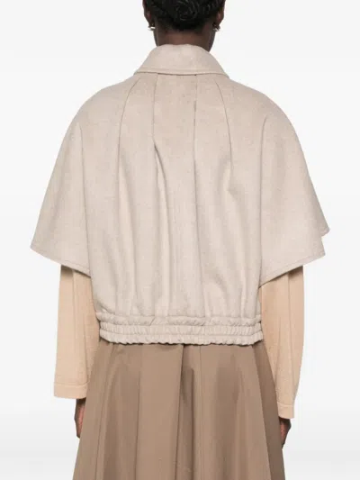 Max Mara Dream Button-up Cape Jacket In Brown