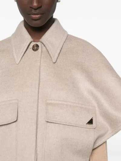 Max Mara Dream Button-up Cape Jacket In Brown
