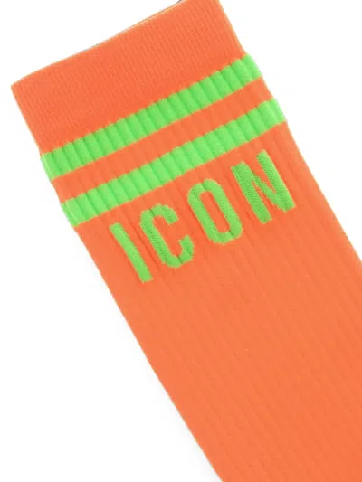 Dsquared2 Icon Ribbed Socks In Orange