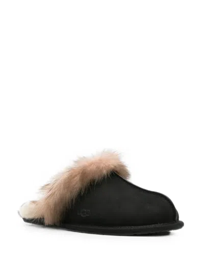 Ugg Leather Fur-lined Round-toe Flat Mules In Multi