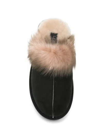 Ugg Leather Fur-lined Round-toe Flat Mules In Multi
