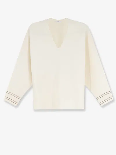 Max Mara Mxmundici Wool Blend Sweater In White