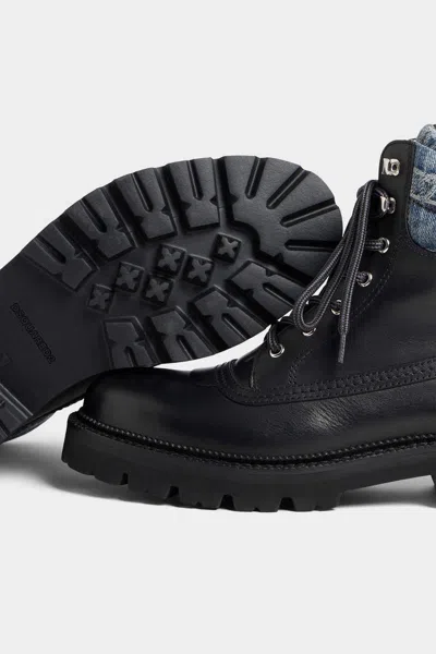 Dsquared2 D2 Monogram Ankle Boots In Black