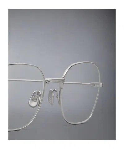 Thom Browne Titanium Rectangular Eyeglasses In Silver