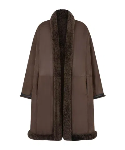 Tom Ford Cashmere Cocoon Jacket Oversized Patchwork Texture In Brown