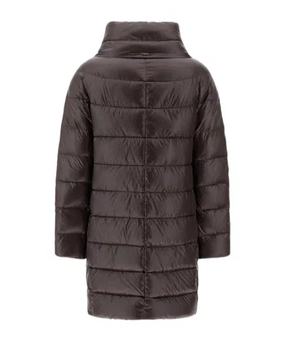 Herno Long-sleeved Down Jacket In Brown